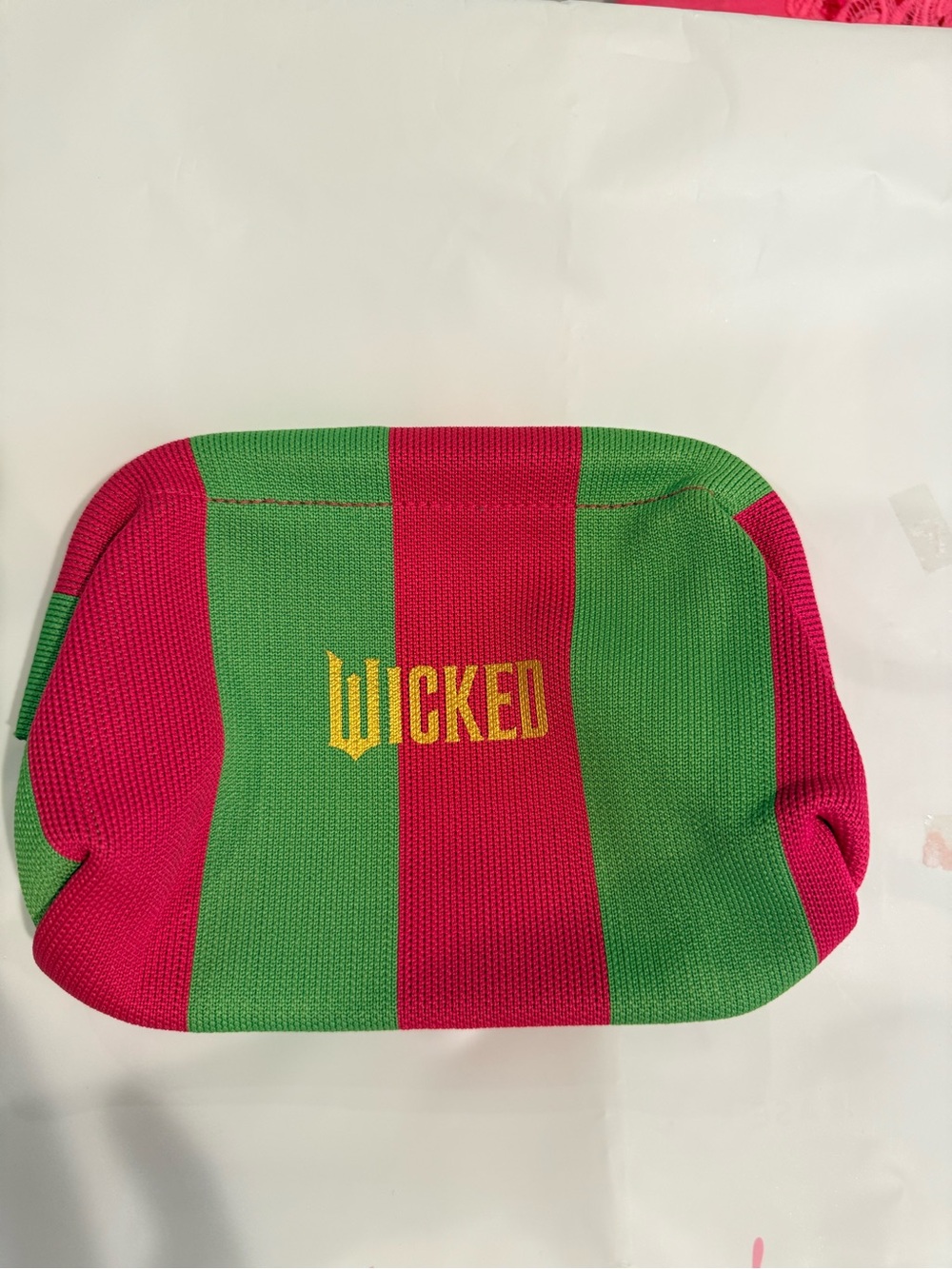 Wicked Clutch Purse Pouch Dumpling Bag Stripes Pink Green Travel Organizer